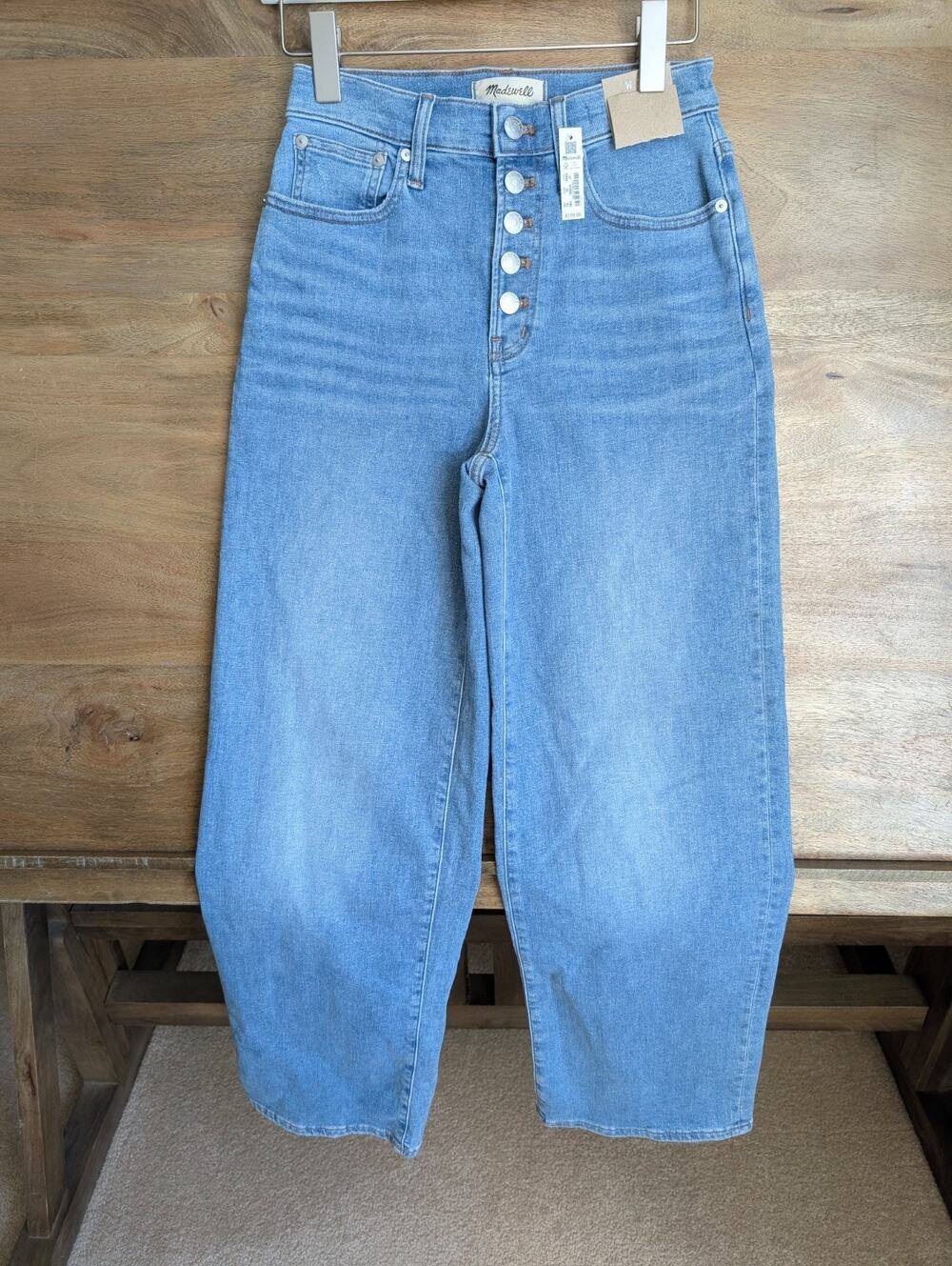 NWT Madewell The Perfect Vintage Wide-Leg Jeans Women 25 Blue Hemp Magic Pockets